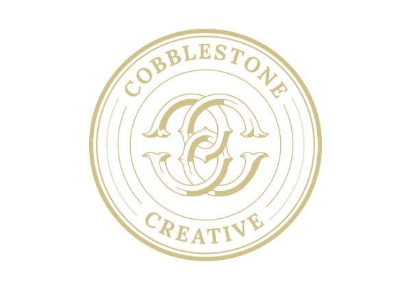 Cobblestone Creative logo in a cream colour in png format.