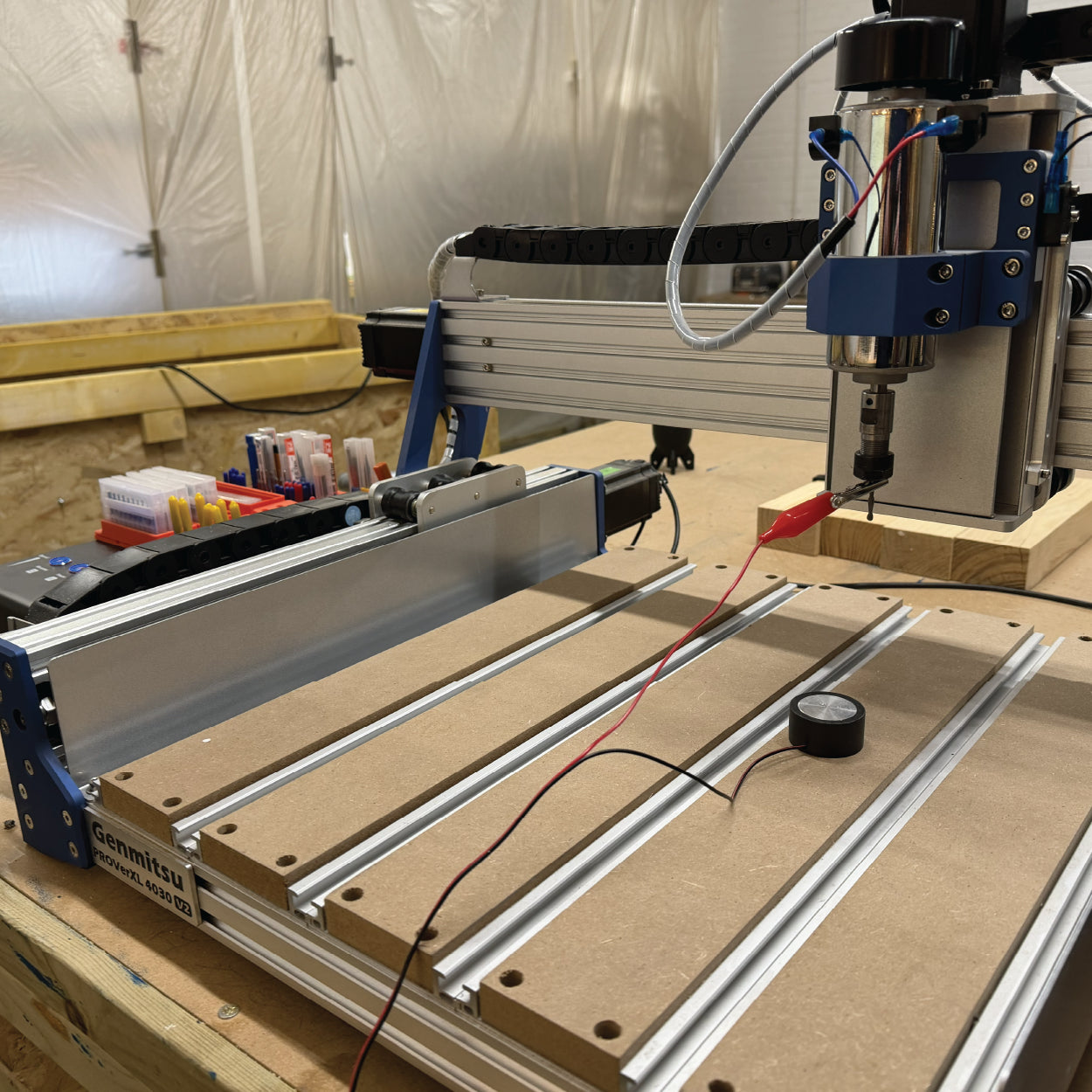 A GENMITSU CNC router on a worktop bench in the Cobblestone Creative Edinburgh workshop