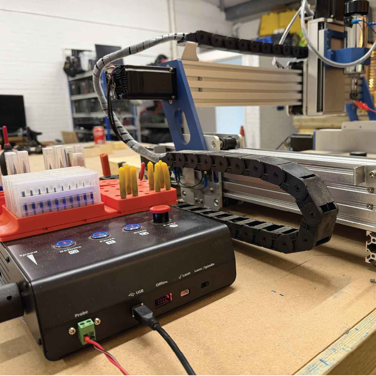 Genmitsu CNC with organised bits in Cobblestone Creative workshop.